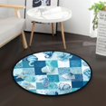 thumbnail image 1 of 36.2 Inch Round Floor Mat Blue Marine Life Patterns Carpet Decor Rug for Living Room Bedroom, 1 of 6