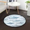 thumbnail image 1 of 36.2 Inch Round Floor Mat Blue and Gray Sharks Pattern Carpet Decor Rug for Living Room Bedroom, 1 of 6