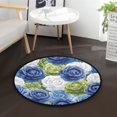 thumbnail image 1 of 36.2 Inch Round Floor Mat Blue and Green Roses Pattern Carpet Decor Rug for Living Room Bedroom, 1 of 6