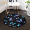 thumbnail image 1 of 36.2 Inch Round Floor Mat Blue-purple and Cyan Butterflies Carpet Decor Rug for Living Room Bedroom, 1 of 6
