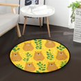 thumbnail image 1 of 36.2 Inch Round Floor Mat Capybara and Green Leaves Carpet Decor Rug for Living Room Bedroom, 1 of 6