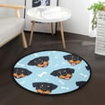 thumbnail image 1 of 36.2 Inch Round Floor Mat Cartoon Dog Faces and Bones Carpet Decor Rug for Living Room Bedroom, 1 of 6