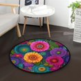 thumbnail image 1 of 36.2 Inch Round Floor Mat Colorful Blooming Flowers Carpet Decor Rug for Living Room Bedroom, 1 of 6