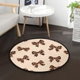 thumbnail image 1 of 36.2 Inch Round Floor Mat Cute Brown Bow Carpet Decor Rug for Living Room Bedroom, 1 of 6