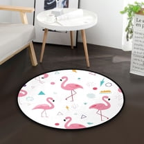 36.2 Inch Round Floor Mat Cute Flamingo Pattern Carpet Decor Rug for Living Room Bedroom