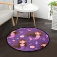 thumbnail image 1 of 36.2 Inch Round Floor Mat Cute Pink Mermaids Carpet Decor Rug for Living Room Bedroom, 1 of 6