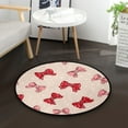 thumbnail image 1 of 36.2 Inch Round Floor Mat Cute Red Bows Pattern Carpet Decor Rug for Living Room Bedroom, 1 of 6