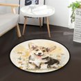 thumbnail image 1 of 36.2 Inch Round Floor Mat Dog Surrounded by Daisies Carpet Decor Rug for Living Room Bedroom, 1 of 6