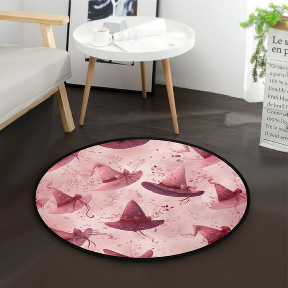 36.2 Inch Round Floor Mat Hats with Delicate Bows Carpet Decor Rug for Living Room Bedroom