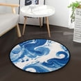 thumbnail image 1 of 36.2 Inch Round Floor Mat Indigo Blue Tie-dye Pattern Carpet Decor Rug for Living Room Bedroom, 1 of 6