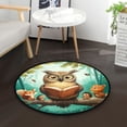 thumbnail image 1 of 36.2 Inch Round Floor Mat Owl Wearing Glasses Carpet Decor Rug for Living Room Bedroom, 1 of 6