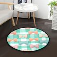 thumbnail image 1 of 36.2 Inch Round Floor Mat Pastel Green and Peach Bows Carpet Decor Rug for Living Room Bedroom, 1 of 6