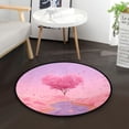thumbnail image 1 of 36.2 Inch Round Floor Mat Pink Heart-shaped Tree Carpet Decor Rug for Living Room Bedroom, 1 of 6