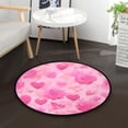 thumbnail image 1 of 36.2 Inch Round Floor Mat Pink Hearts and Roses Pattern Carpet Decor Rug for Living Room Bedroom, 1 of 6