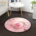 thumbnail image 1 of 36.2 Inch Round Floor Mat Pink Rose Pattern Carpet Decor Rug for Living Room Bedroom, 1 of 6