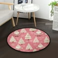 thumbnail image 1 of 36.2 Inch Round Floor Mat Pink Santa Claus Pattern Carpet Decor Rug for Living Room Bedroom, 1 of 6