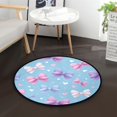 thumbnail image 1 of 36.2 Inch Round Floor Mat Pink and Purple Bows Carpet Decor Rug for Living Room Bedroom, 1 of 6
