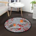 thumbnail image 1 of 36.2 Inch Round Floor Mat Red Berries and Robin Birds Carpet Decor Rug for Living Room Bedroom, 1 of 6