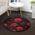 thumbnail image 1 of 36.2 Inch Round Floor Mat Red Roses and Hearts Pattern Carpet Decor Rug for Living Room Bedroom, 1 of 6