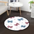 thumbnail image 1 of 36.2 Inch Round Floor Mat Red and Blue Stripes Bows Carpet Decor Rug for Living Room Bedroom, 1 of 6