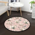 thumbnail image 1 of 36.2 Inch Round Floor Mat Small White and Pink Flowers Carpet Decor Rug for Living Room Bedroom, 1 of 6
