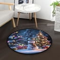thumbnail image 1 of 36.2 Inch Round Floor Mat Snowman Next To Christmas Tree Carpet Decor Rug for Living Room Bedroom, 1 of 6