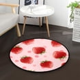 thumbnail image 1 of 36.2 Inch Round Floor Mat Strawberry and Pink Polka Carpet Decor Rug for Living Room Bedroom, 1 of 6