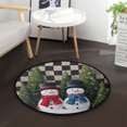 thumbnail image 1 of 36.2 Inch Round Floor Mat Two Snowmen Pattern Carpet Decor Rug for Living Room Bedroom, 1 of 6