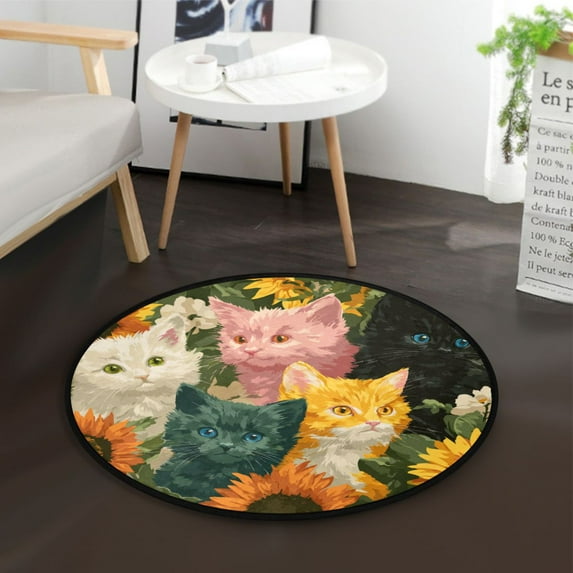 36.2 Inch Round Floor Mat Various Colors Cat Carpet Decor Rug for Living Room Bedroom