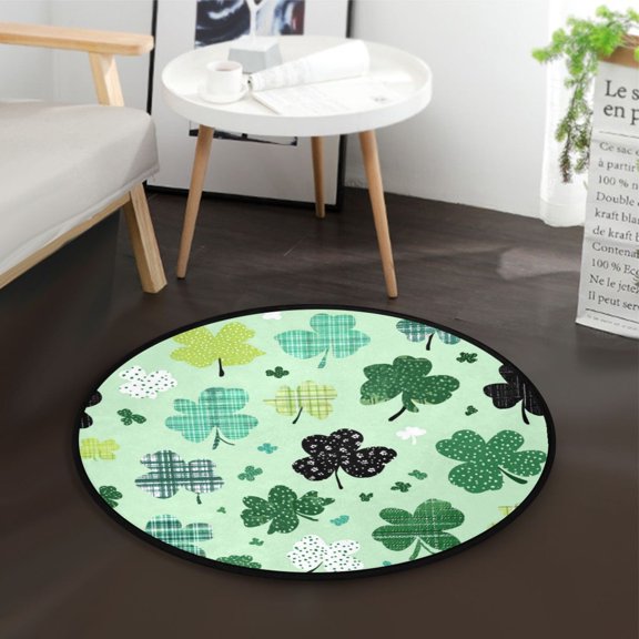 36.2 Inch Round Floor Mat Various Patterns Shamrocks Carpet Decor Rug for Living Room Bedroom
