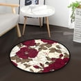 thumbnail image 1 of 36.2 Inch Round Floor Mat White and Crimson Roses Pattern Carpet Decor Rug for Living Room Bedroom, 1 of 6