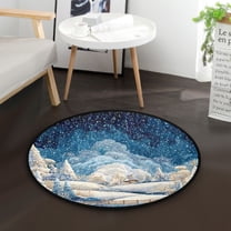 36.2 Inch Round Floor Mat Winter Fairyland Scene Carpet Decor Rug for Living Room Bedroom