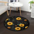 thumbnail image 1 of 36.2 Inch Round Floor Mat Yellow Sunflower Pattern Carpet Decor Rug for Living Room Bedroom, 1 of 6