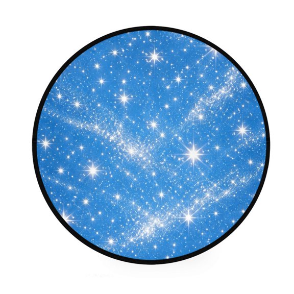 36.2" Round Area Rug Soft Floor Mat with Non-Slip Backing for Living Rooms Bedrooms Sky Blue Flashing Pattern
