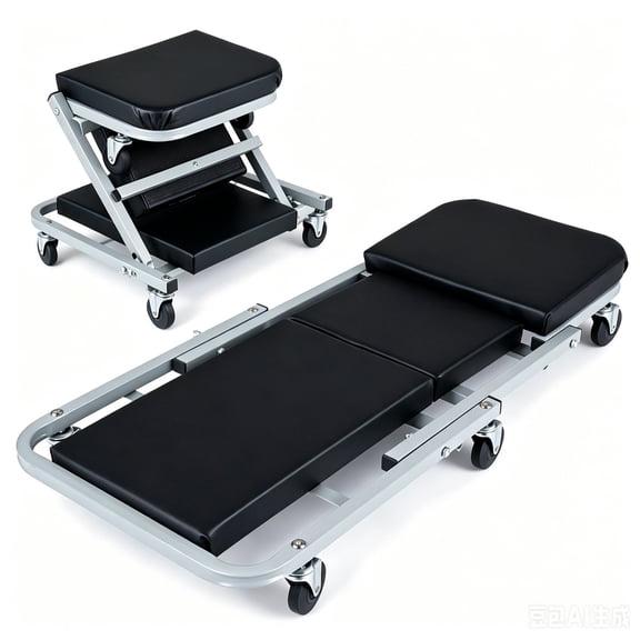   36" 2-in-1  Mechanic Creeper Seat with 360 Swivel Casters, Heavy Duty Metal Frame Auto Repair Rolling Stool with 1.5" Thick Oil-Proof Cushion for Garage Car Maintenance
