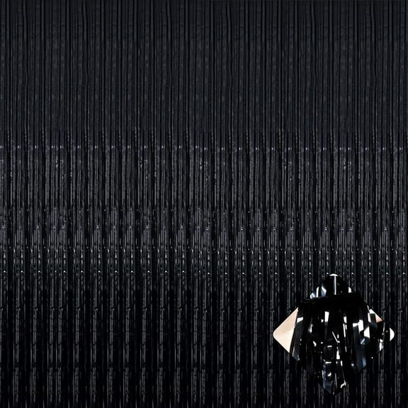 36.2"x96.5" Black Metallic Foil Fringe Curtains,Tinsel Streamers Bachelorette Party Decorations,Photo Booth Backdrop for Birthday Wedding Holiday Celebration Bachelorette Party Decorations