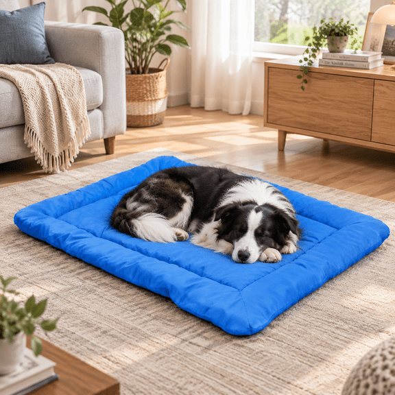 36*24"Large Washable Dog Bed Medium Size Waterproof Outdoor Portable Travel Pet Mat for Couch Car Camping Blue