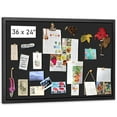 thumbnail image 1 of 36*24 inch  Large Bulletin Board with Linen Wood Boards Wall Decor Hanging Pin Wood Framed Display Bulletin, 1 of 7