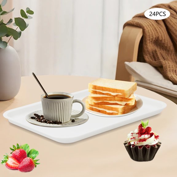 36 * 27cm Plastic Trays for Serving Food, 24-PCS Fast Food Serving Tray, Commercial Rectangular Lunch Trays for Restaurants, Cafeterias, Fast Food, Home & Dishwasher