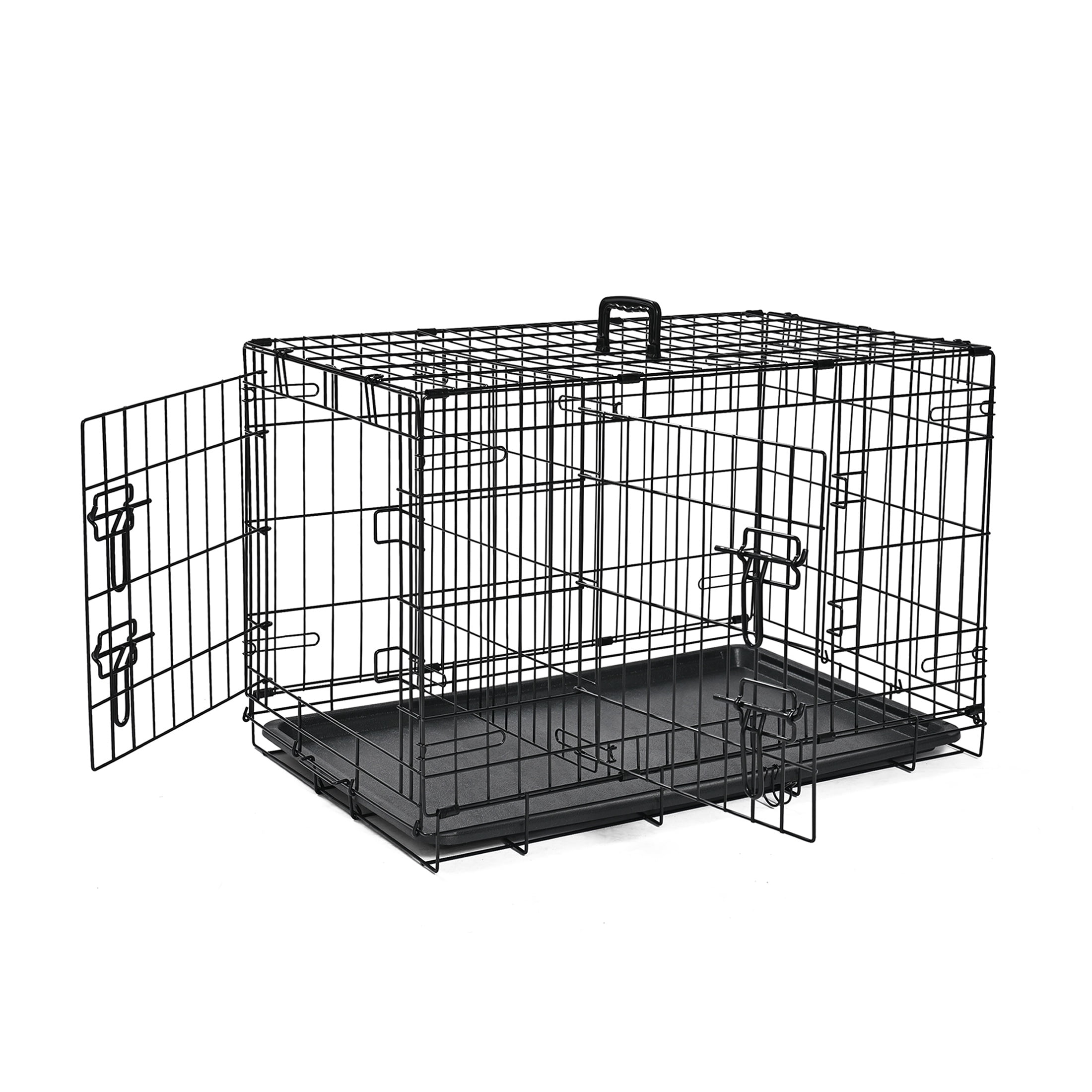 ABC Pet Folding Metal Dog Crate, Durable Double-Door Wire Pet Kennel with Leak-Proof Tray,36x22x24.4inch