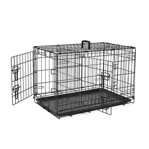 ABC Pet Folding Metal Dog Crate, Durable Double-Door Wire Pet Kennel with Leak-Proof Tray,36x22x24.4inch