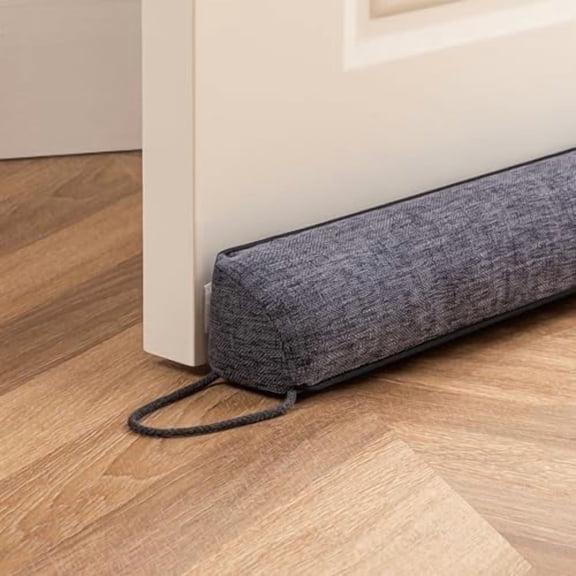 36" Linen Door Draft Stopper Blocks Hot and Cold Air with Removable Washable Cover for Bottom of Door, All-Season Seal for Noise, Wind, Door Sweep for Gaps Up to 3", Home Essentials, Black