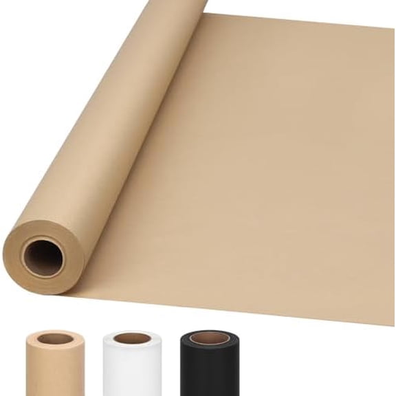 36" x 1,200"(100') Brown Kraft Paper Roll for Bulletin Board, Wrapping Craft Paper Roll for Gift Packing Banner Art Table Covering Bouquet Flower Packing Moving Shipping 75GSM