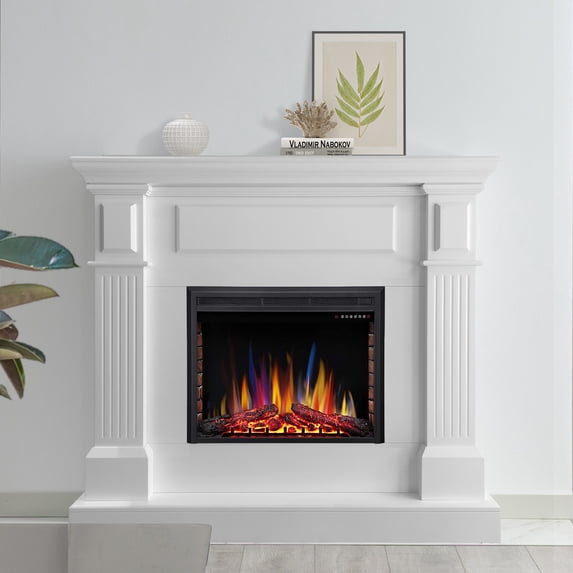 36"/39"Electric Fireplace Insert, Retro Recessed Fireplace Heater with Color Adjustment, Remote Control & Timer, 750/1500W, Black