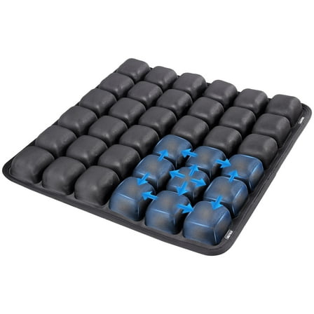 36 3D Air Cell Seat Cushion, Inflatable Travel Seat Cushion for Airplane,Office Chair, Wheelchair, Cars, Home Living, Comfortable Pressure Relief Tailbone Pain Relief (Black, 17"x17")