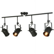 4-Light Matte Black Track Lighting, Adjustable Ceiling Fixture, E26, Dimmable