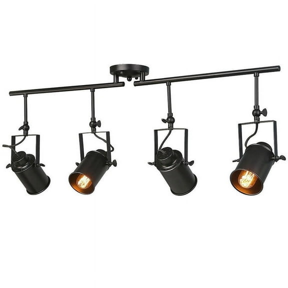 LNC 4-Light Matte Black Track Lighting, Adjustable Ceiling Fixture, E26, Dimmable