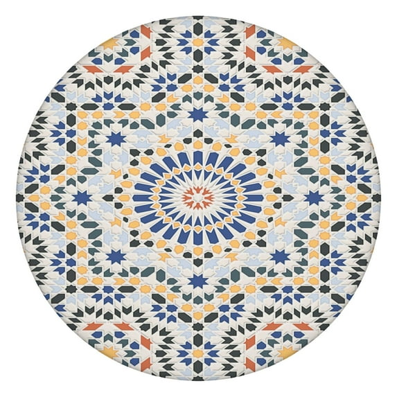 36-44" Round Tablecloth Boho Print, Waterproof Oxford Fabric with Elastic Edge, Perfect for Small Spaces or Party Setup