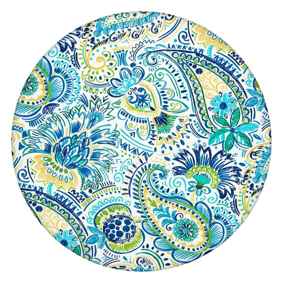 36-44" Waterproof Round Tablecloth, Oxford Fabric with Boho Print, Elastic Fit for Apartment, Garden, or Dining Room