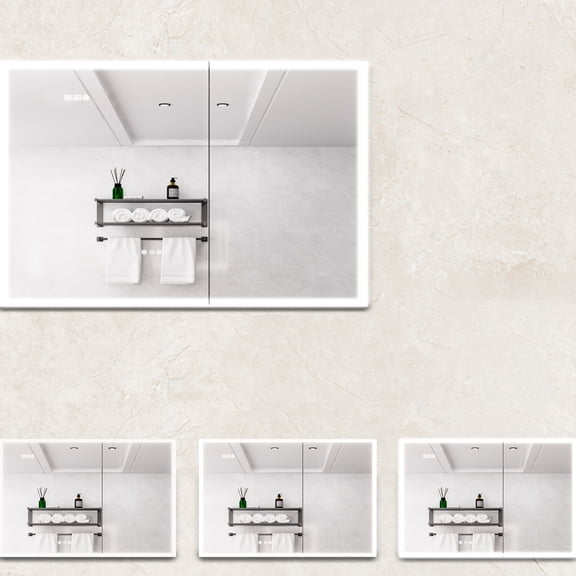 36 - 47 in Wide Aluminum Cabinet - Freely Switch Color Temperature - Bathroom Vanity - ETL Certified with Time Display